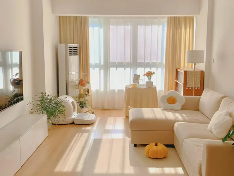 古象地板鋪裝案例之76㎡的溫柔奶油色系原木風(fēng)